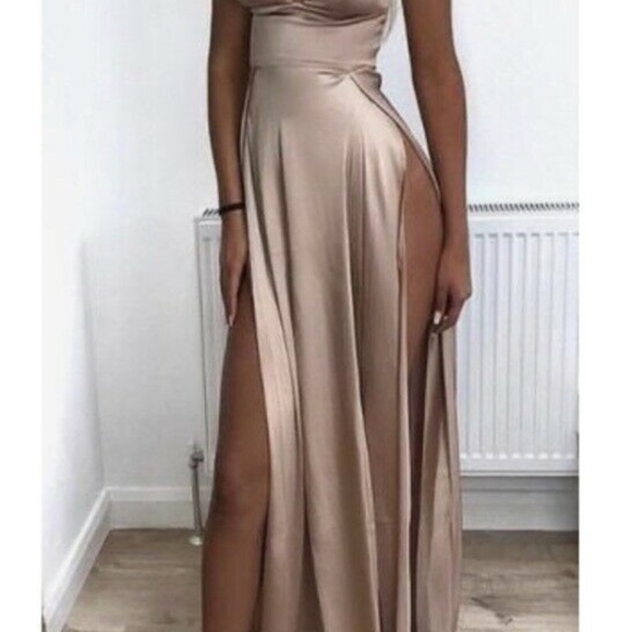 Abyss By Abby Discontinued Nikki Gown Champagne M - Picture 4 of 8